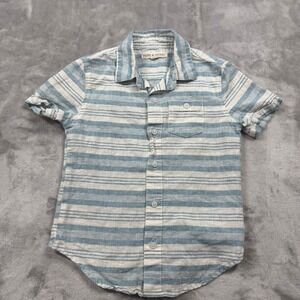 Hope & Henry Boys Small 5/6 Linen Cotton Blend Short Sleeve Button Down
